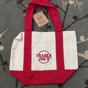 Trader Joe’s Red and White Mini Canvas Tote Bag